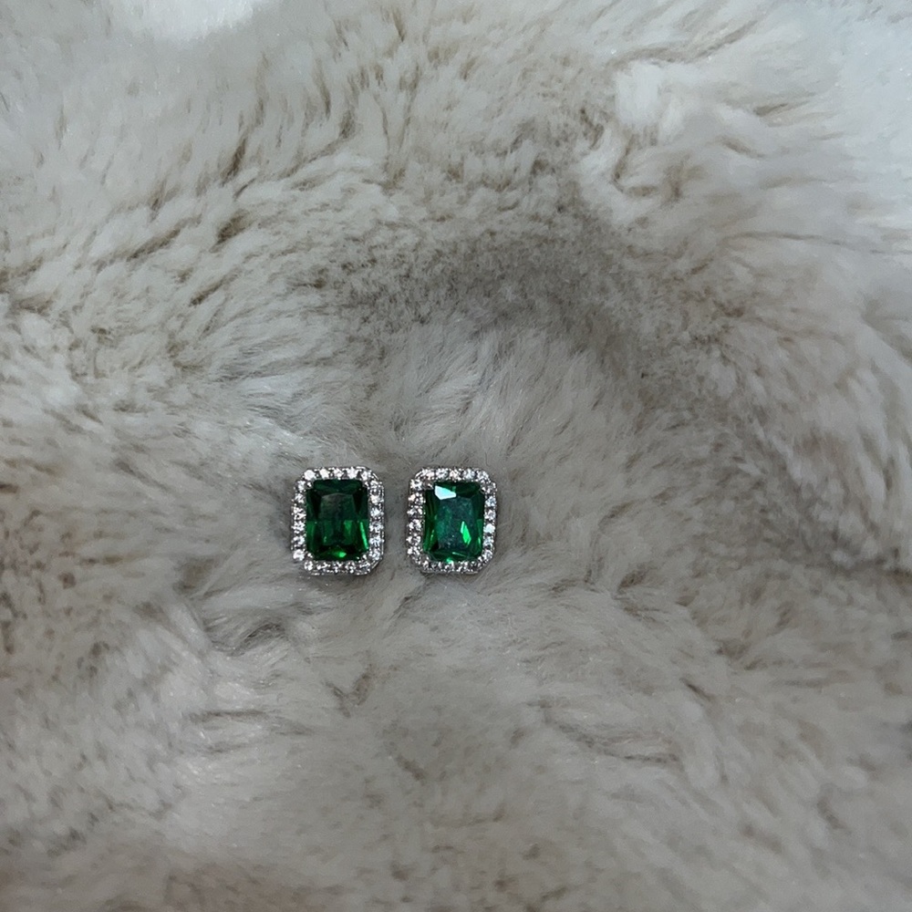 Helzberg Diamonds sterling silver and Emerald earrings